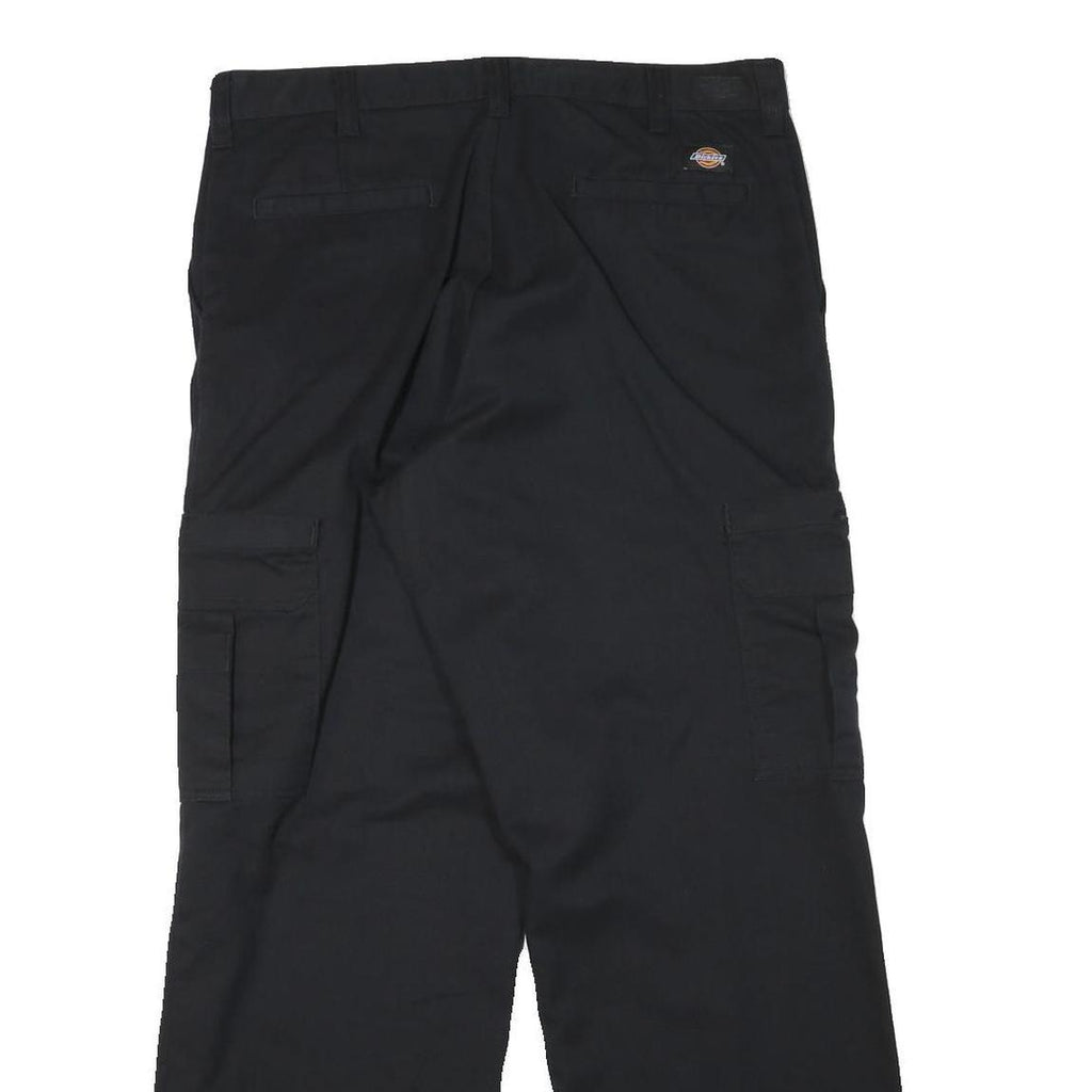 DICKIES Mens Black Regular Fit Cargo Trousers W34 L31 Cotton Blend Zip Closure