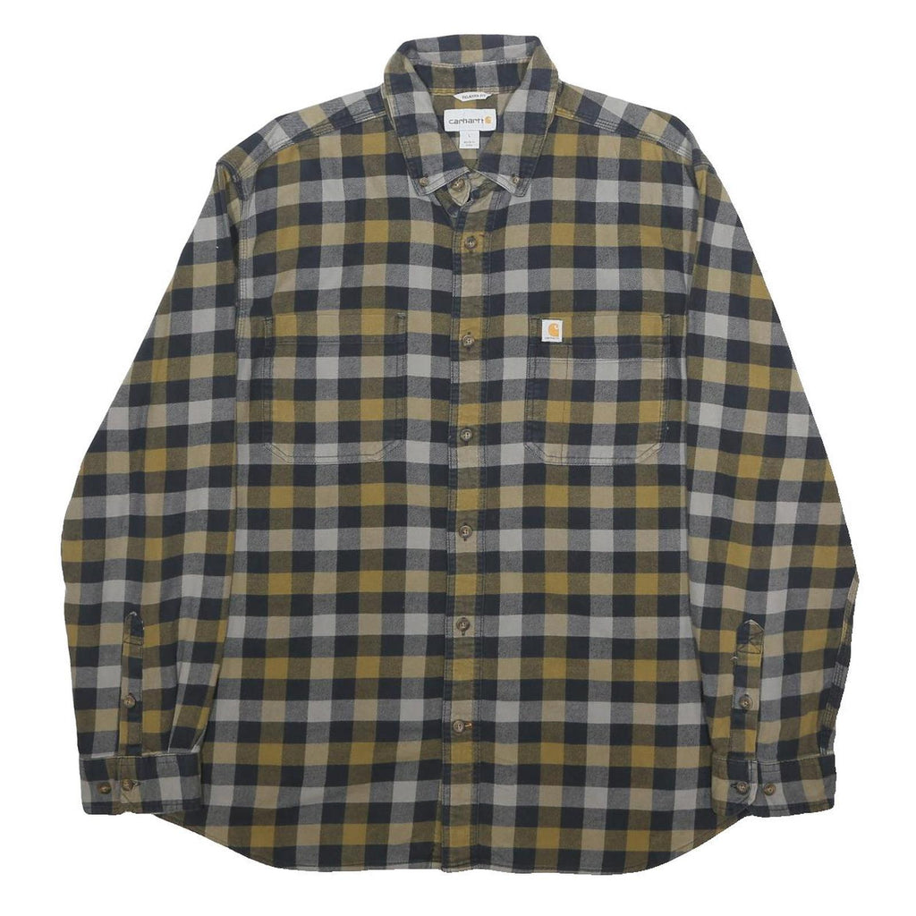 CARHARTT Mens Green & Black Check Shirt L Cotton Blend Casual Long Sleeve