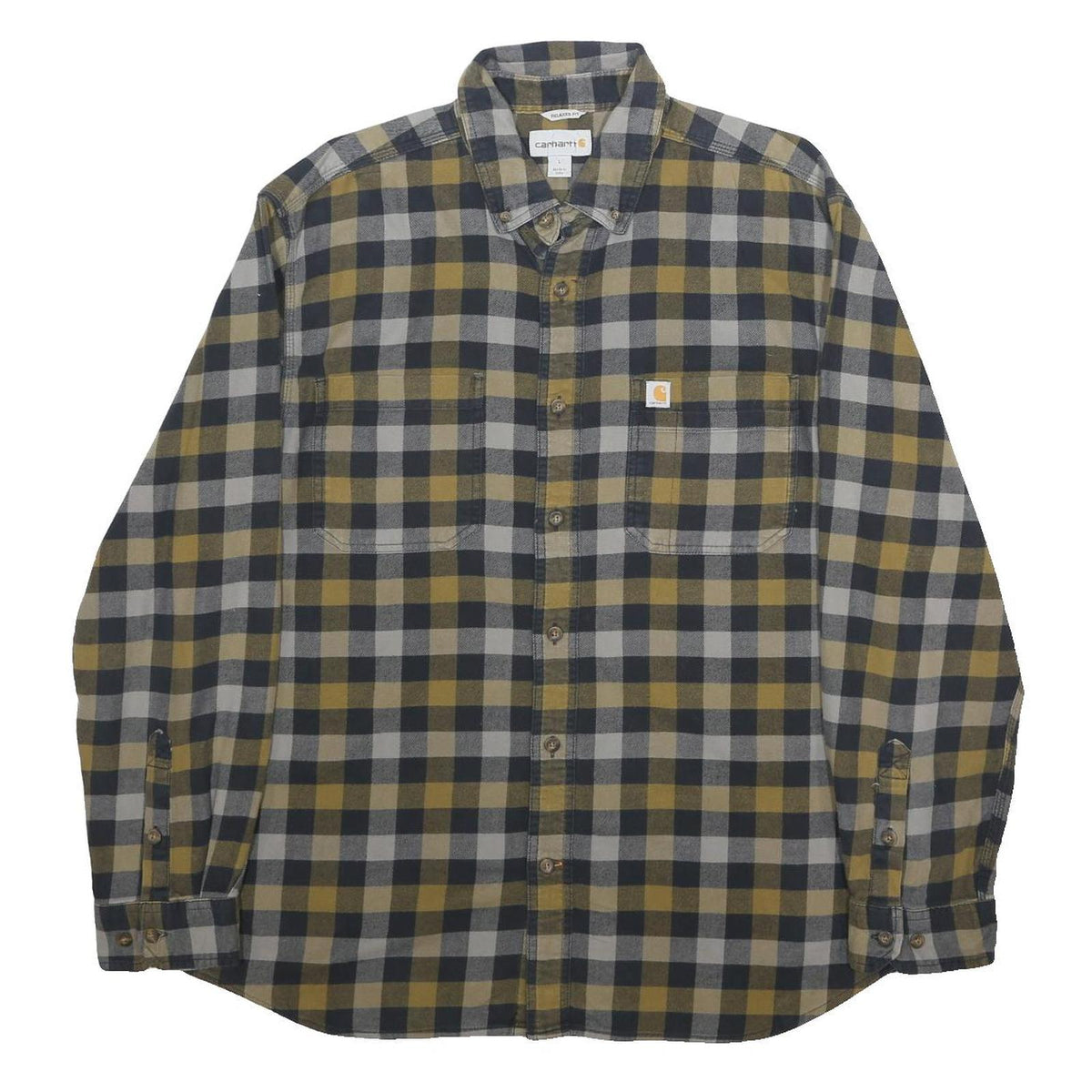 CARHARTT Mens Green & Black Check Shirt L Cotton Blend Casual Long Sleeve
