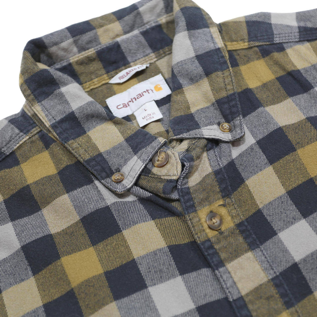 CARHARTT Mens Green & Black Check Shirt L Cotton Blend Casual Long Sleeve