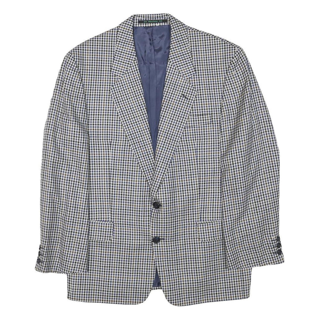 ARTHUR BELL Mens Black & White Check Jacket M Wool Blend Button Closure Classic