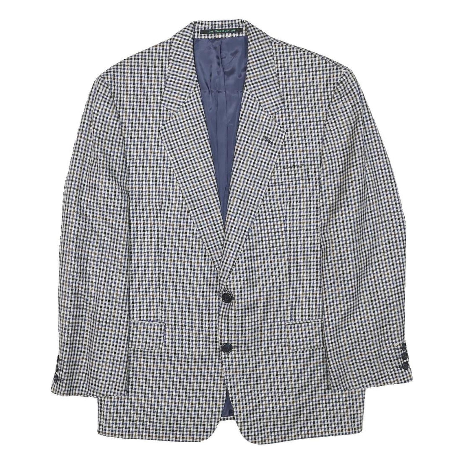 ARTHUR BELL Mens Black & White Check Jacket M Wool Blend Button Closure Classic