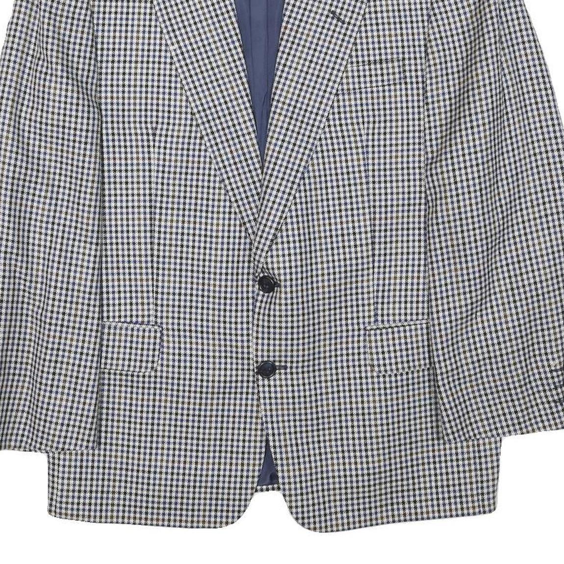 ARTHUR BELL Mens Black & White Check Jacket M Wool Blend Button Closure Classic