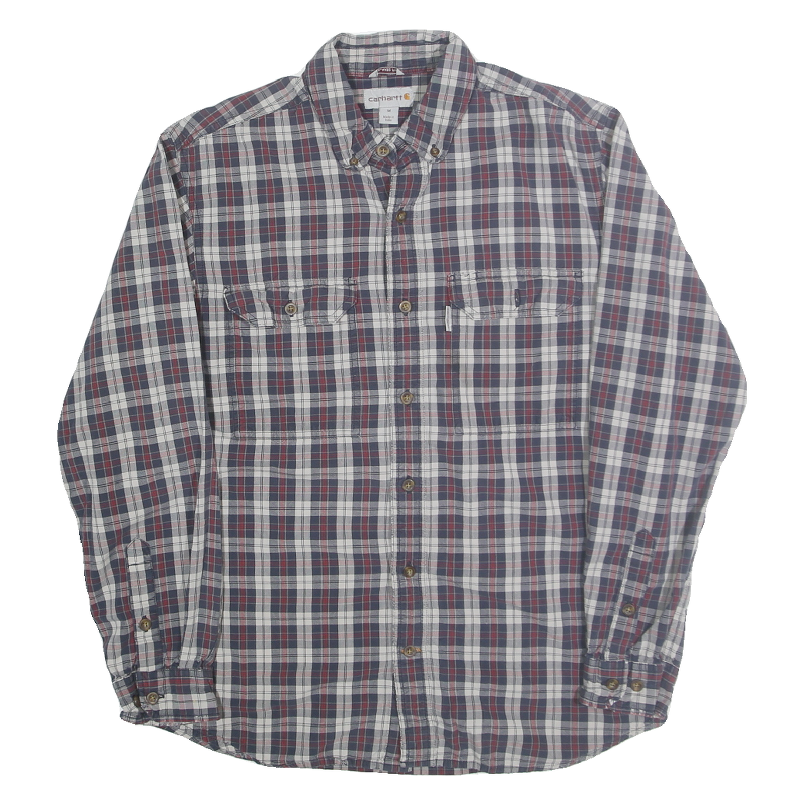 CARHARTT Mens Blue & Red Checked Cotton Blend Shirt M Long Sleeve Casual