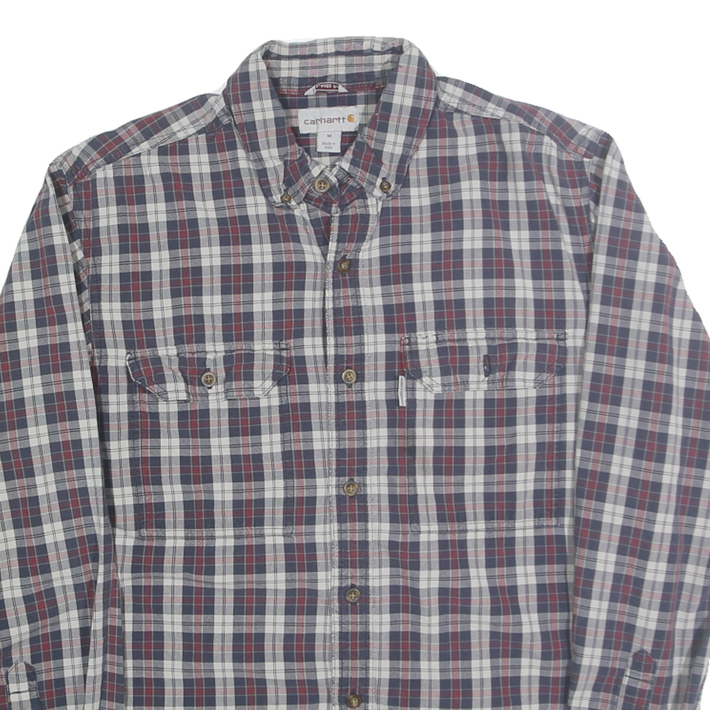 CARHARTT Mens Blue & Red Checked Cotton Blend Shirt M Long Sleeve Casual