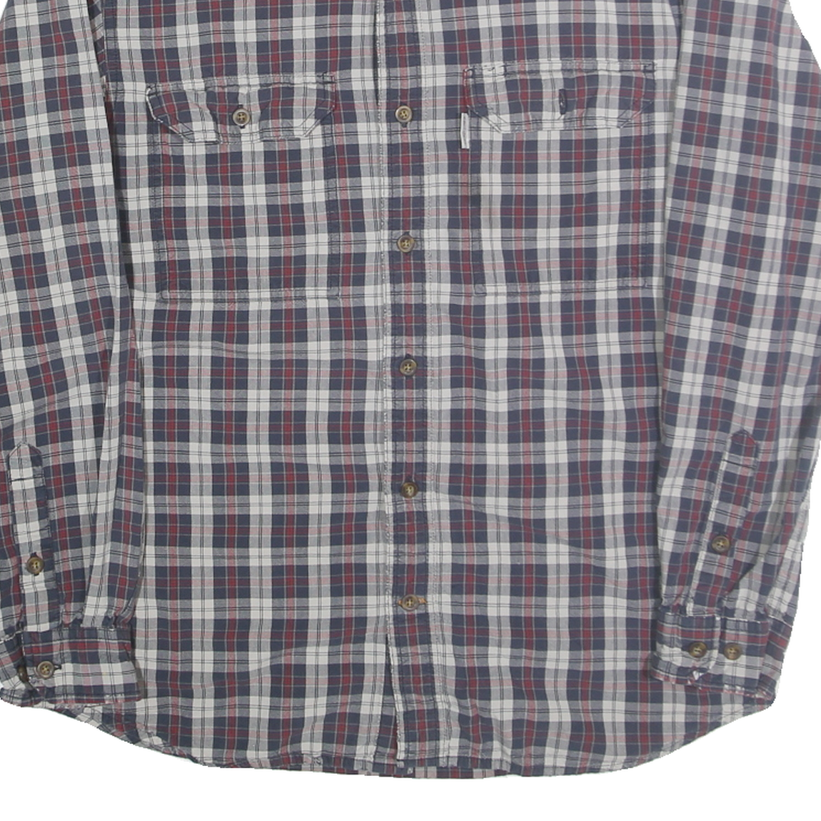 CARHARTT Mens Blue & Red Checked Cotton Blend Shirt M Long Sleeve Casual
