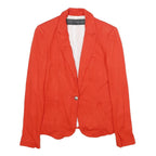 ZARA Womens Red Jacket S Cotton Blazer Classic Tailored Button Closure