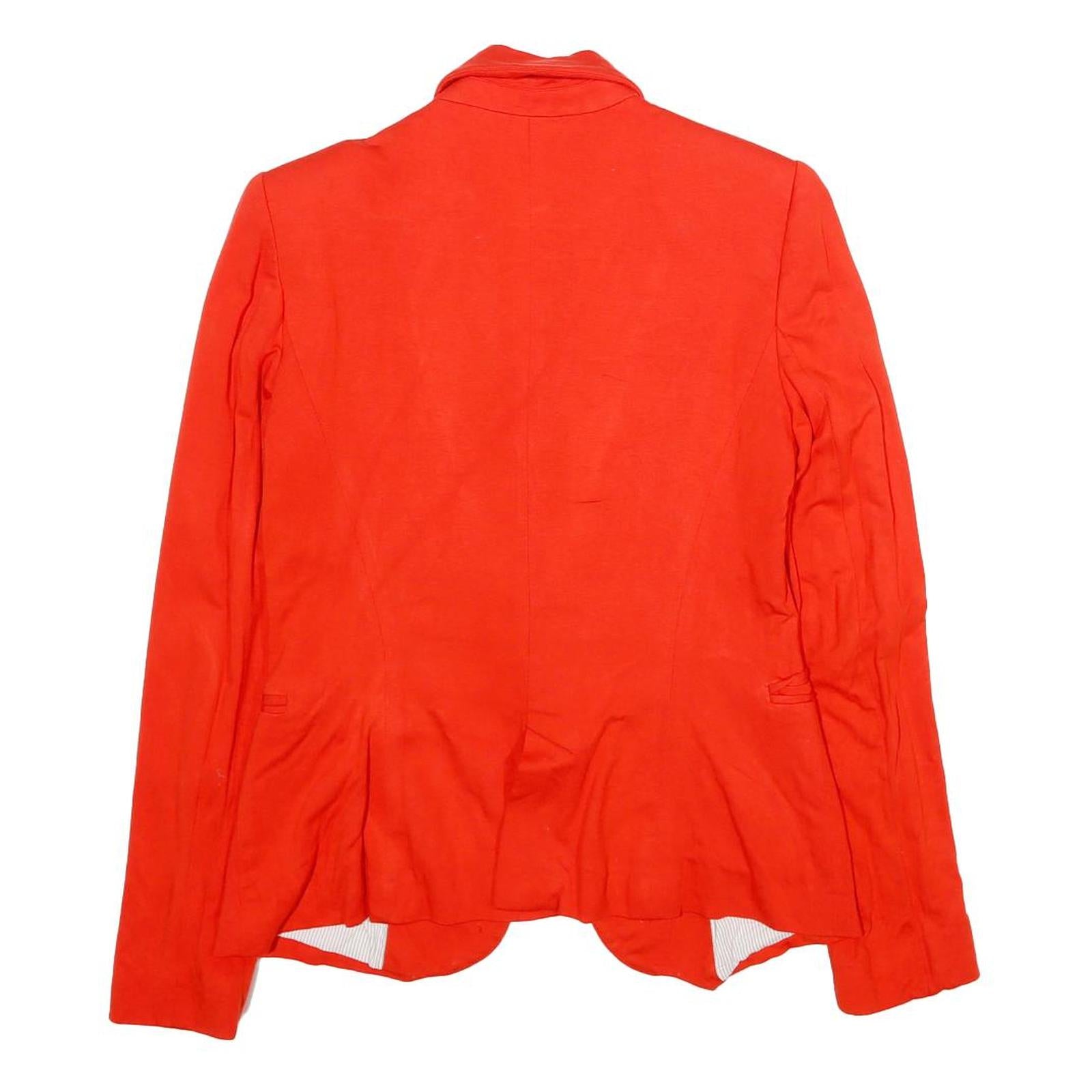 ZARA Womens Red Jacket S Cotton Blazer Classic Tailored Button Closure