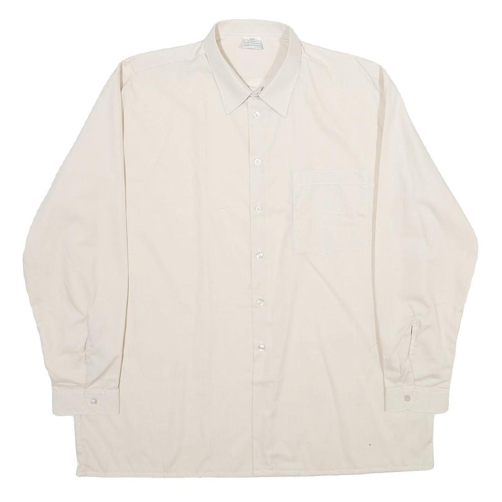 Mens Cream Plain Shirt 2XL Classic Long Sleeve Button Closure Smart Casual