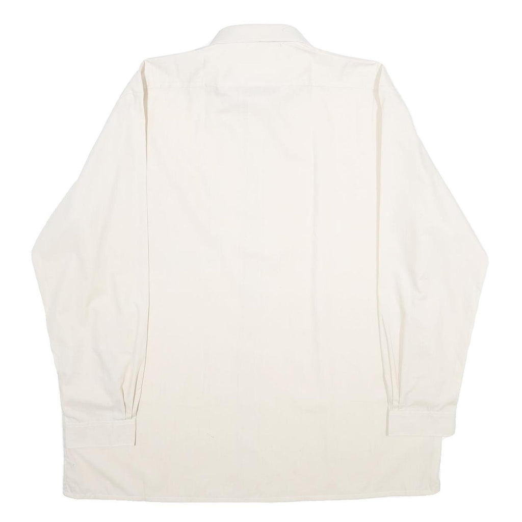Mens Cream Plain Shirt 2XL Classic Long Sleeve Button Closure Smart Casual