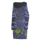 JUST CAVALLI Womens Black & Purple & Green Abstract Zebra Print Bodycon