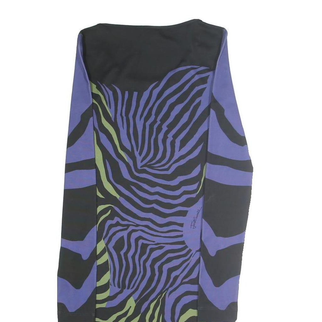 JUST CAVALLI Womens Black & Purple & Green Abstract Zebra Print Bodycon