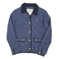 JACK WILLS Womens Blue Navy Quilted Jacket UK 8 Polyester Blend Zip Collar