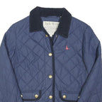 JACK WILLS Womens Blue Navy Quilted Jacket UK 8 Polyester Blend Zip Collar
