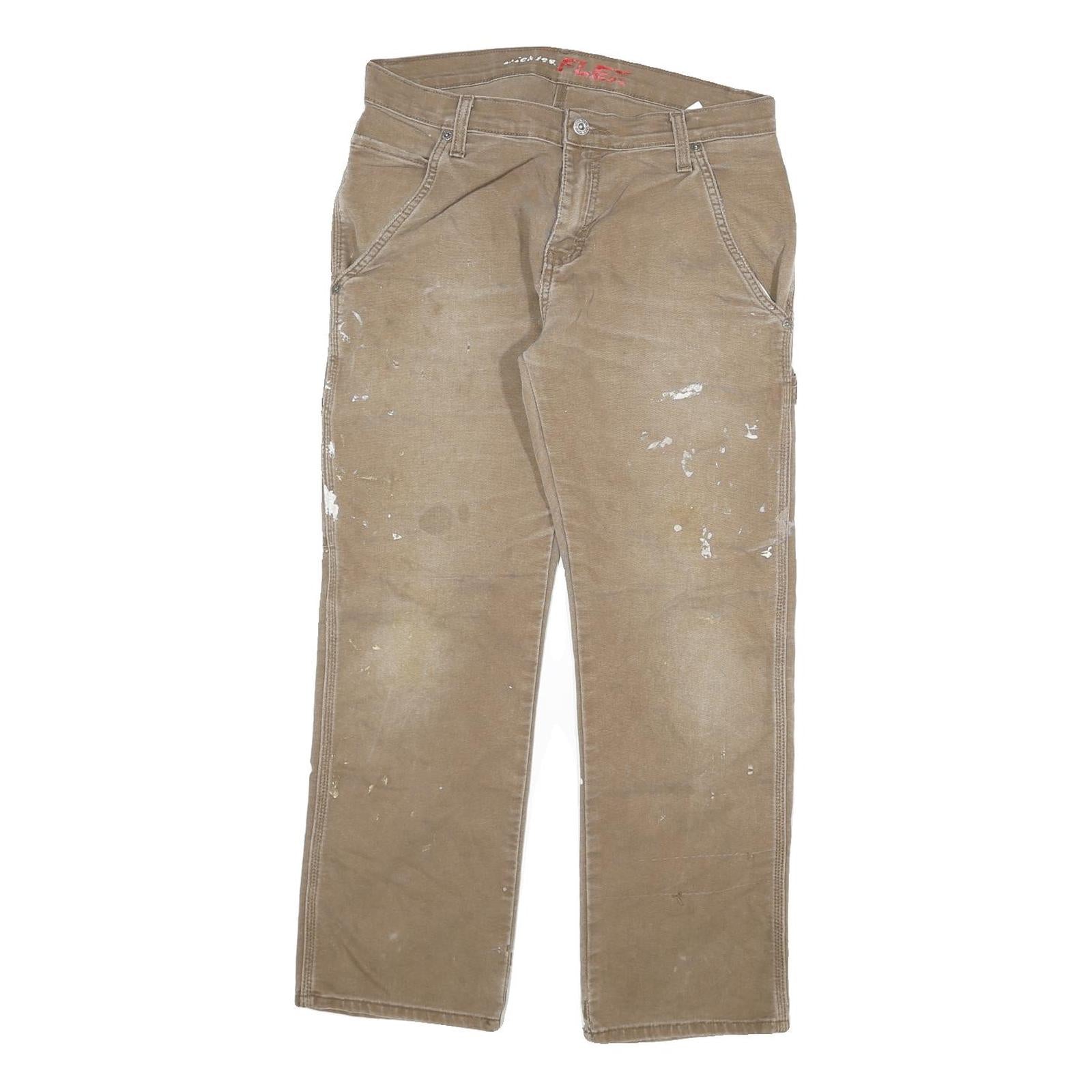 DICKIES Mens Jeans Beige Regular Straight Denim Medium W30 L30 Workwear Cotton