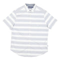 NAUTICA Mens White & Grey Stripe Cotton Blend Short Sleeve Shirt M Classic Fit