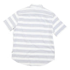 NAUTICA Mens White & Grey Stripe Cotton Blend Short Sleeve Shirt M Classic Fit