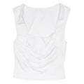 CIDER Womens White Cropped Sleeveless Square Neck Basic Top S Soft Cotton Blend