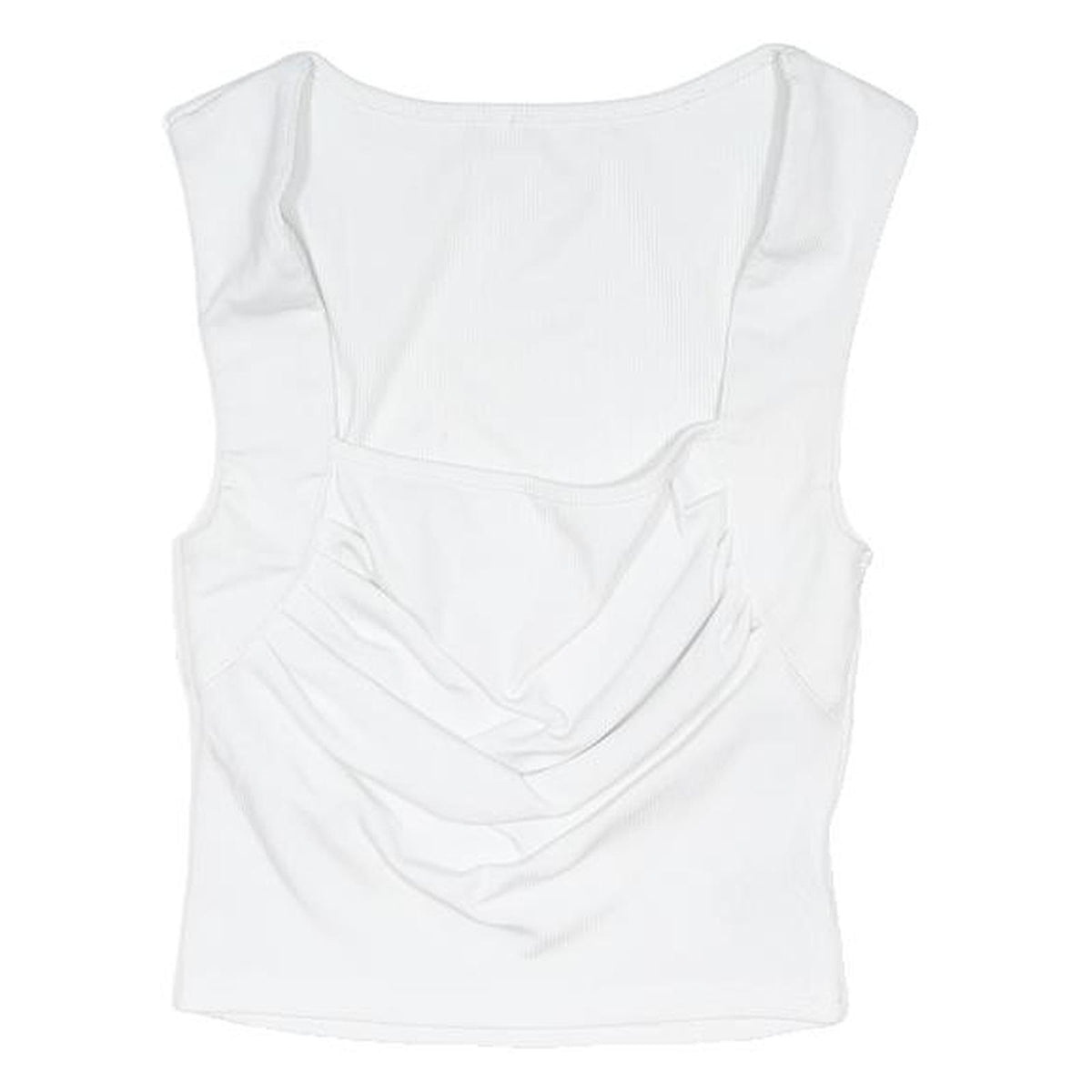 CIDER Womens White Cropped Sleeveless Square Neck Basic Top S Soft Cotton Blend