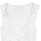 CIDER Womens White Cropped Sleeveless Square Neck Basic Top S Soft Cotton Blend