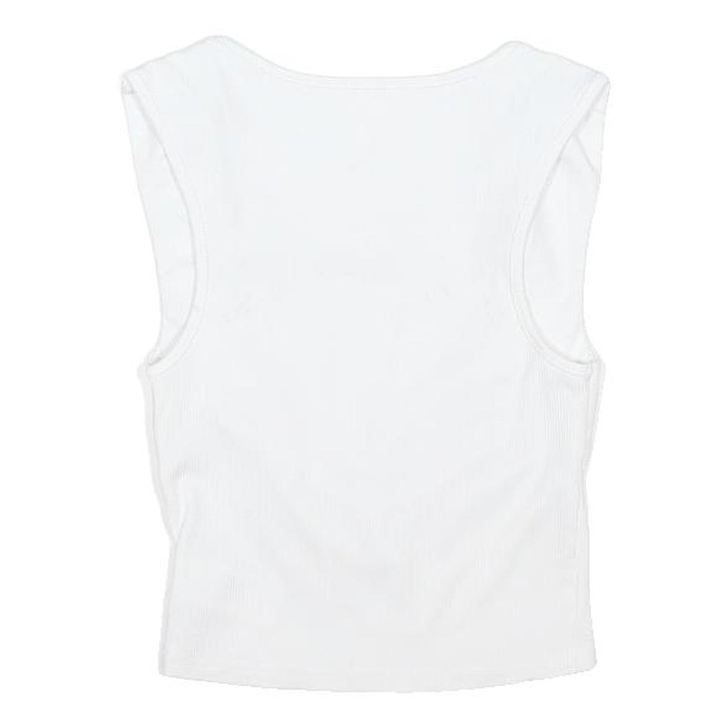 CIDER Womens White Cropped Sleeveless Square Neck Basic Top S Soft Cotton Blend