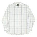 TIMBERLAND Mens White & Blue Check Shirt L Casual Cotton Blend Long Sleeve