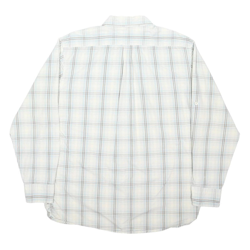TIMBERLAND Mens White & Blue Check Shirt L Casual Cotton Blend Long Sleeve