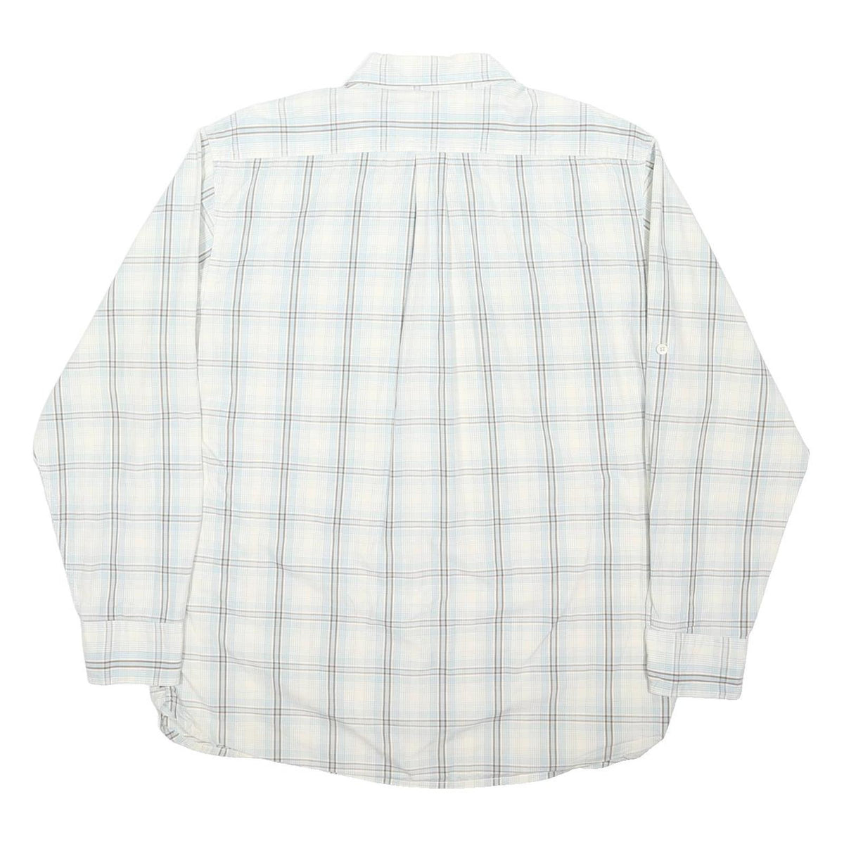 TIMBERLAND Mens White & Blue Check Shirt L Casual Cotton Blend Long Sleeve