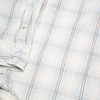 TIMBERLAND Mens White & Blue Check Shirt L Casual Cotton Blend Long Sleeve