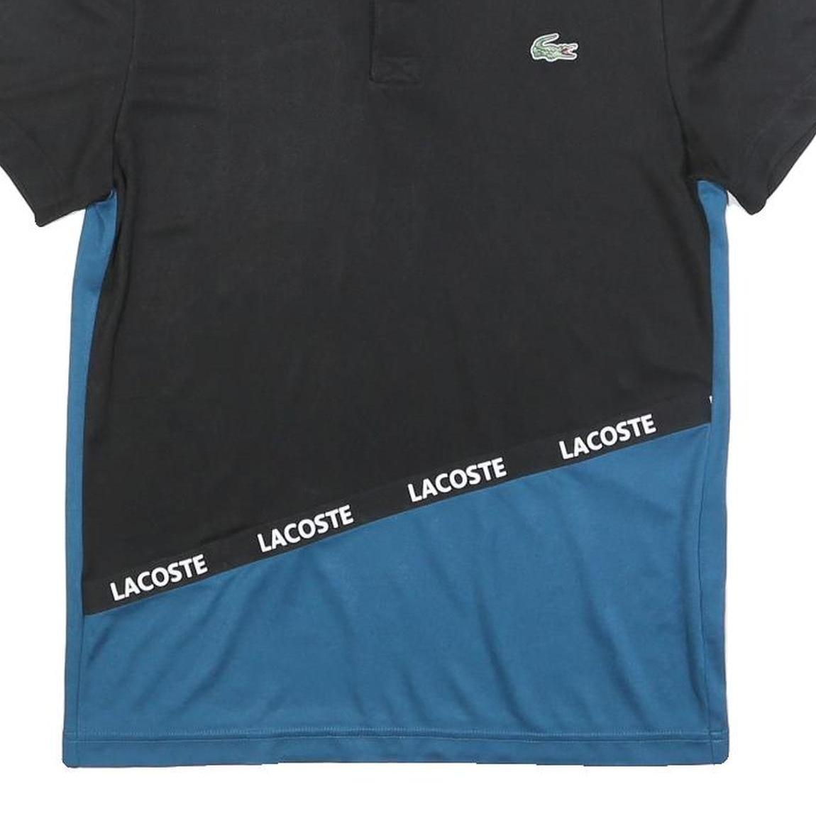 LACOSTE Mens Black & Blue Sport Polo Shirt XS Polyester Blend Ultra Dry