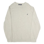 NAUTICA Mens Cream Plain Cotton Pullover Basic Knit 2XL Casual Jumper Crew Neck