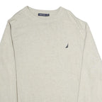NAUTICA Mens Cream Plain Cotton Pullover Basic Knit 2XL Casual Jumper Crew Neck