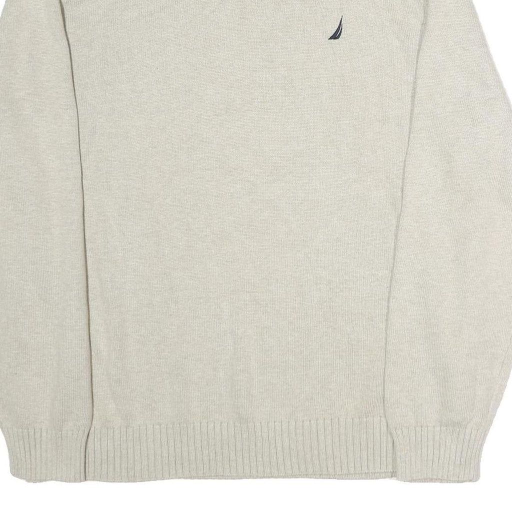 NAUTICA Mens Cream Plain Cotton Pullover Basic Knit 2XL Casual Jumper Crew Neck