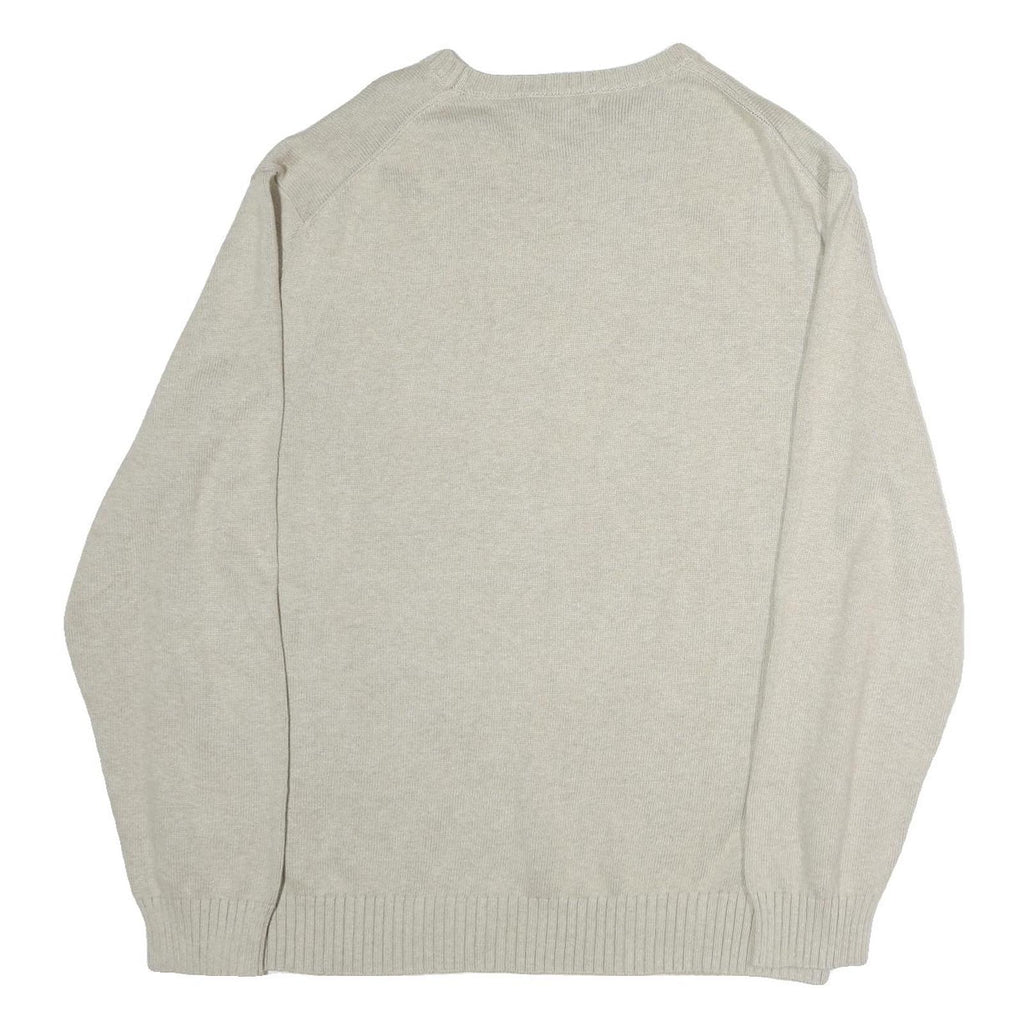 NAUTICA Mens Cream Plain Cotton Pullover Basic Knit 2XL Casual Jumper Crew Neck