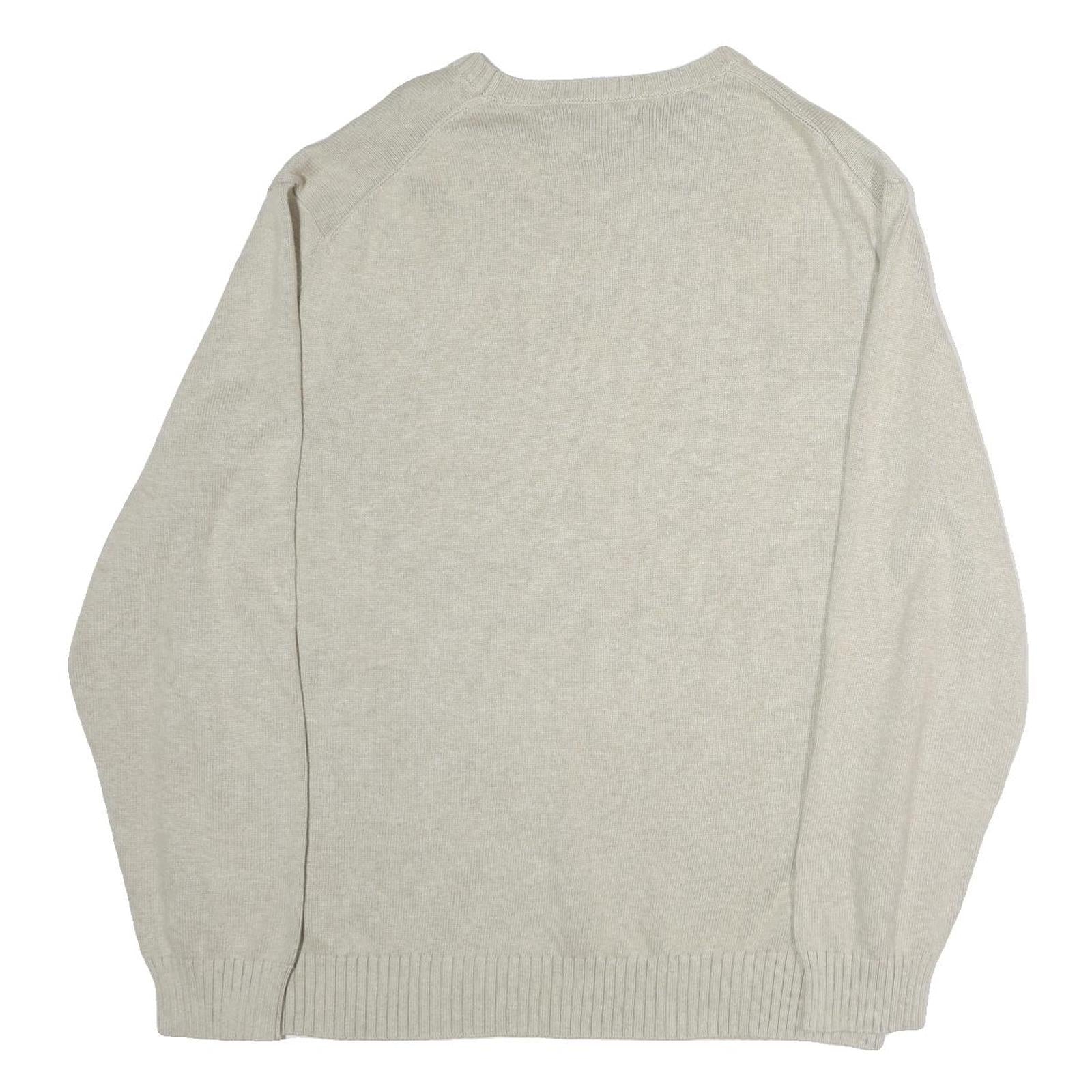 NAUTICA Mens Cream Plain Cotton Pullover Basic Knit 2XL Casual Jumper Crew Neck