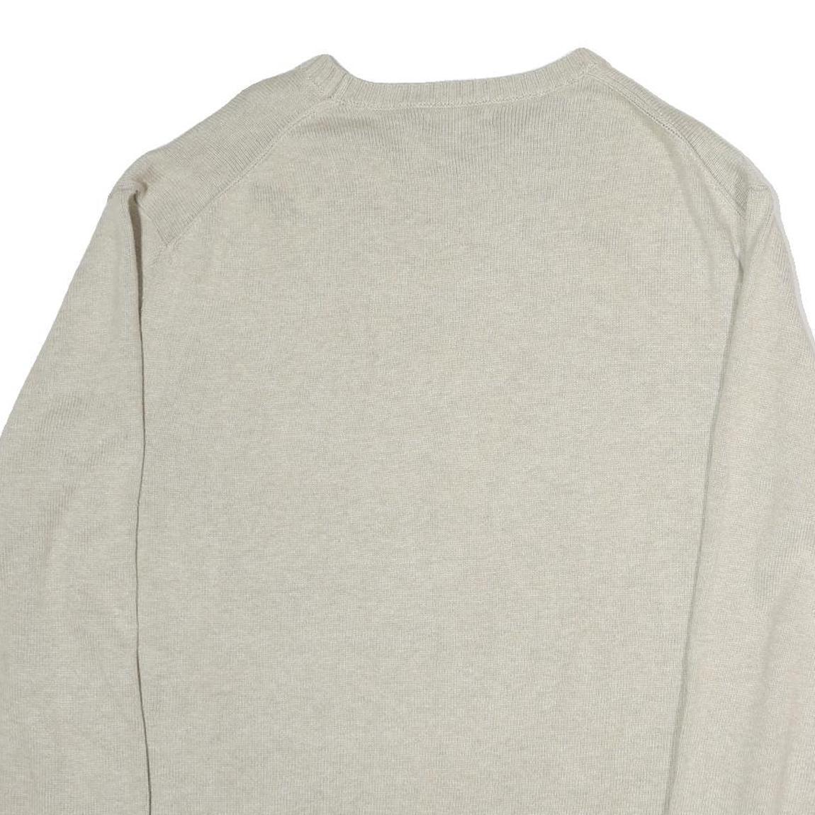 NAUTICA Mens Cream Plain Cotton Pullover Basic Knit 2XL Casual Jumper Crew Neck