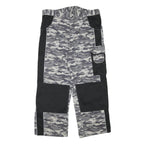 Mens Cotton Blend Grey Camouflage Black Panel Relaxed Cargo Trousers W35 L26