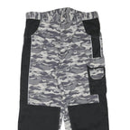 Mens Cotton Blend Grey Camouflage Black Panel Relaxed Cargo Trousers W35 L26