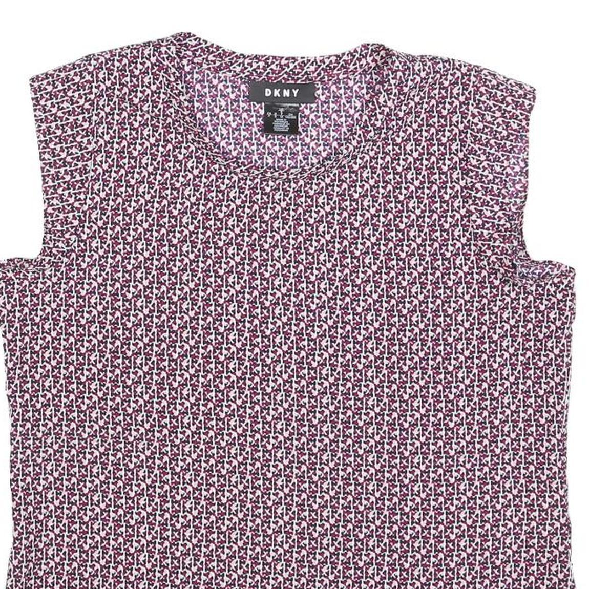 DKNY Womens Purple Printed Sleeveless Round Neck Top Size S Stylish Comfortable