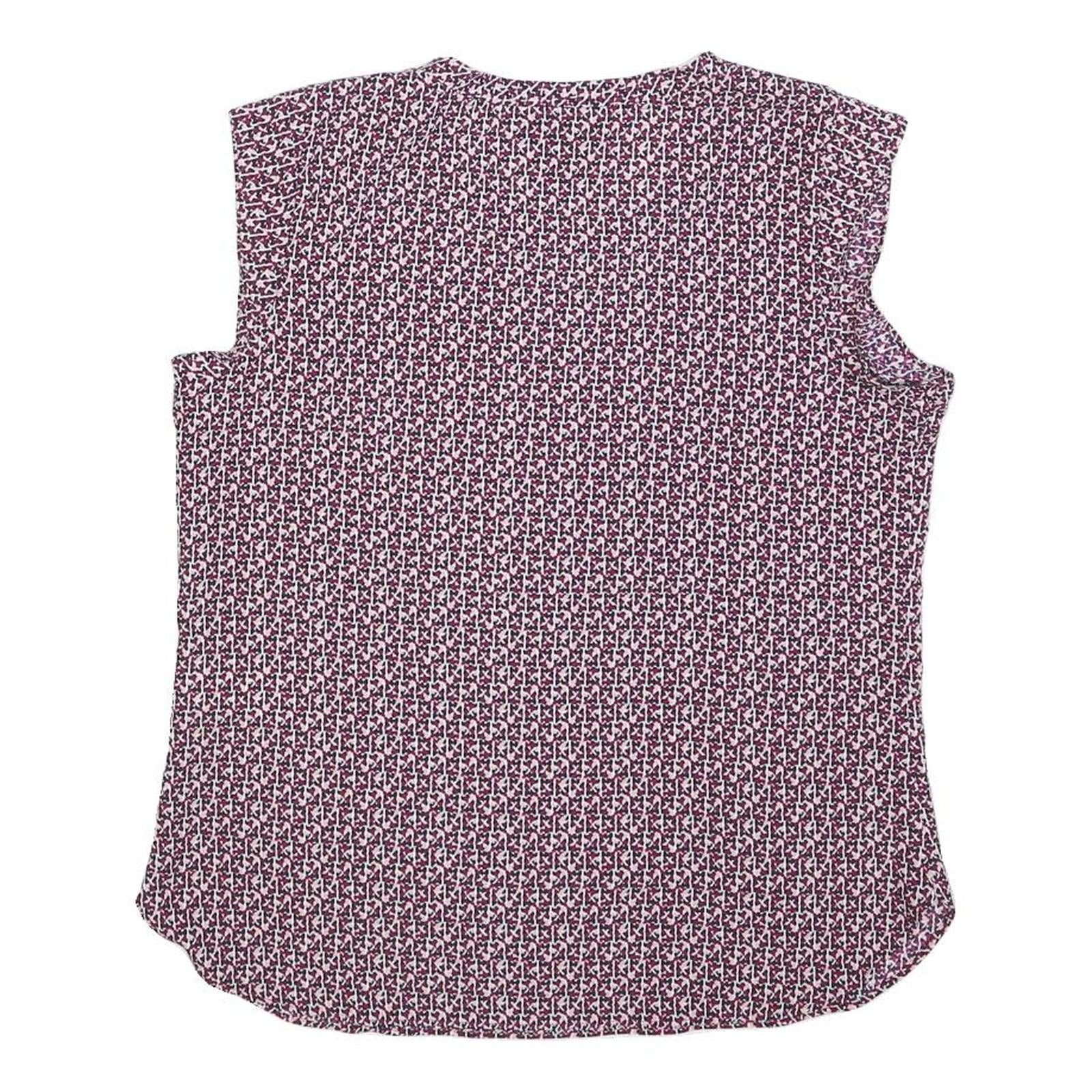 DKNY Womens Purple Printed Sleeveless Round Neck Top Size S Stylish Comfortable