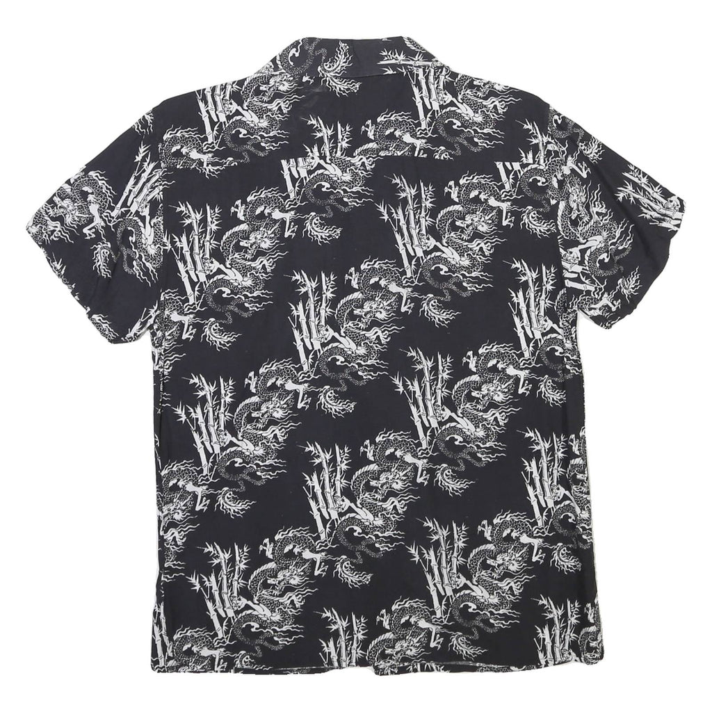 INSIDE Mens Black & White Patterned Shirt S Short Sleeve Lightweight Casual