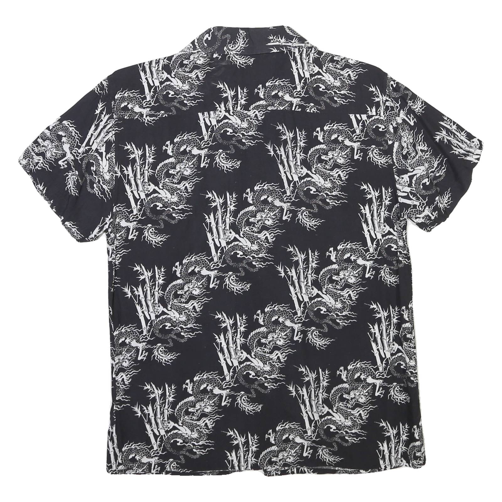 INSIDE Mens Black & White Patterned Shirt S Short Sleeve Lightweight Casual