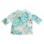 AZ MODELL Womens Printed Blouse Blue Collared Floral L