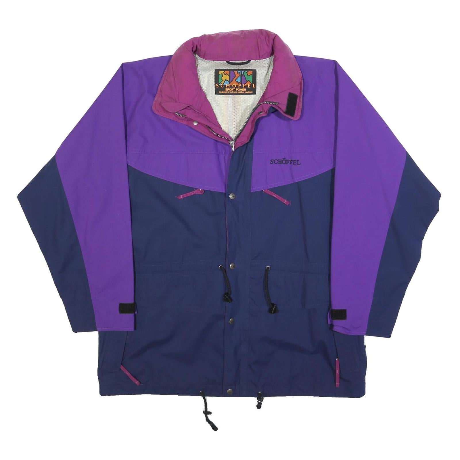 SCHOFFEL Womens Purple & Navy Zip Jacket L Polyester Blend Outdoor Windbreaker