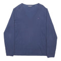 TOMMY HILFIGER Womens Navy Plain V-Neck Basic Knit 2XL Cotton Blend Jumper