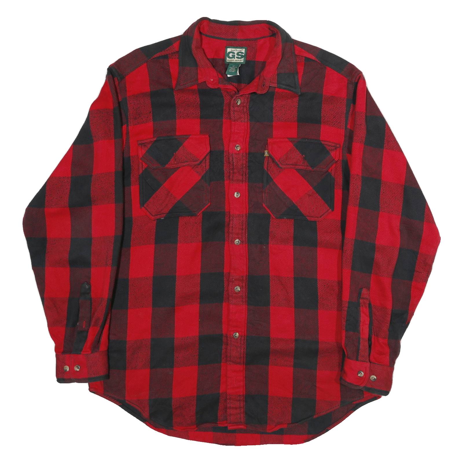 GUIDE SERIES Mens Red & Black Check Shirt XL Button Fastening Casual Cotton