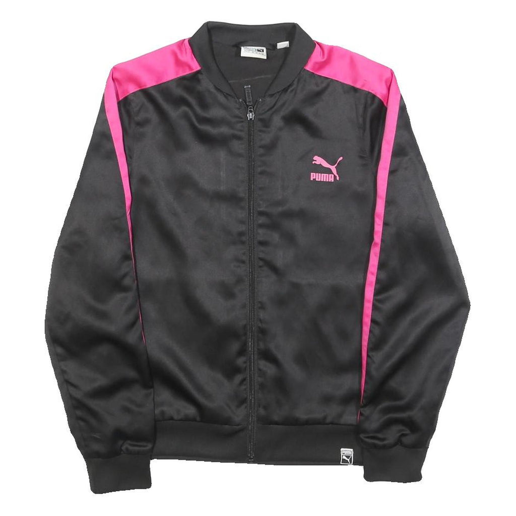 PUMA Womens Black & Pink Zip Track Jacket UK 8 Polyester Sportswear Lightweight