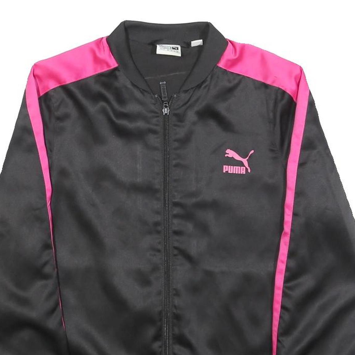 PUMA Womens Black & Pink Zip Track Jacket UK 8 Polyester Sportswear Lightweight