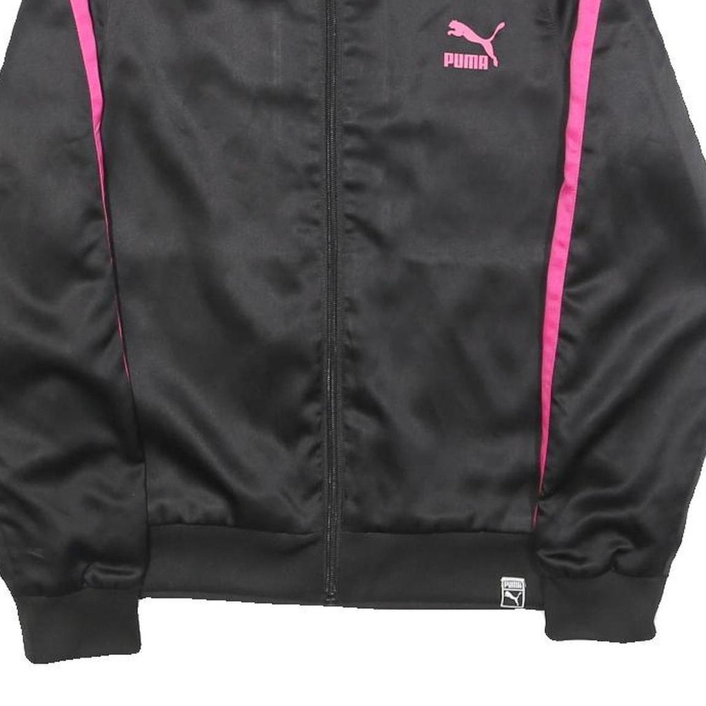 PUMA Womens Black & Pink Zip Track Jacket UK 8 Polyester Sportswear Lightweight
