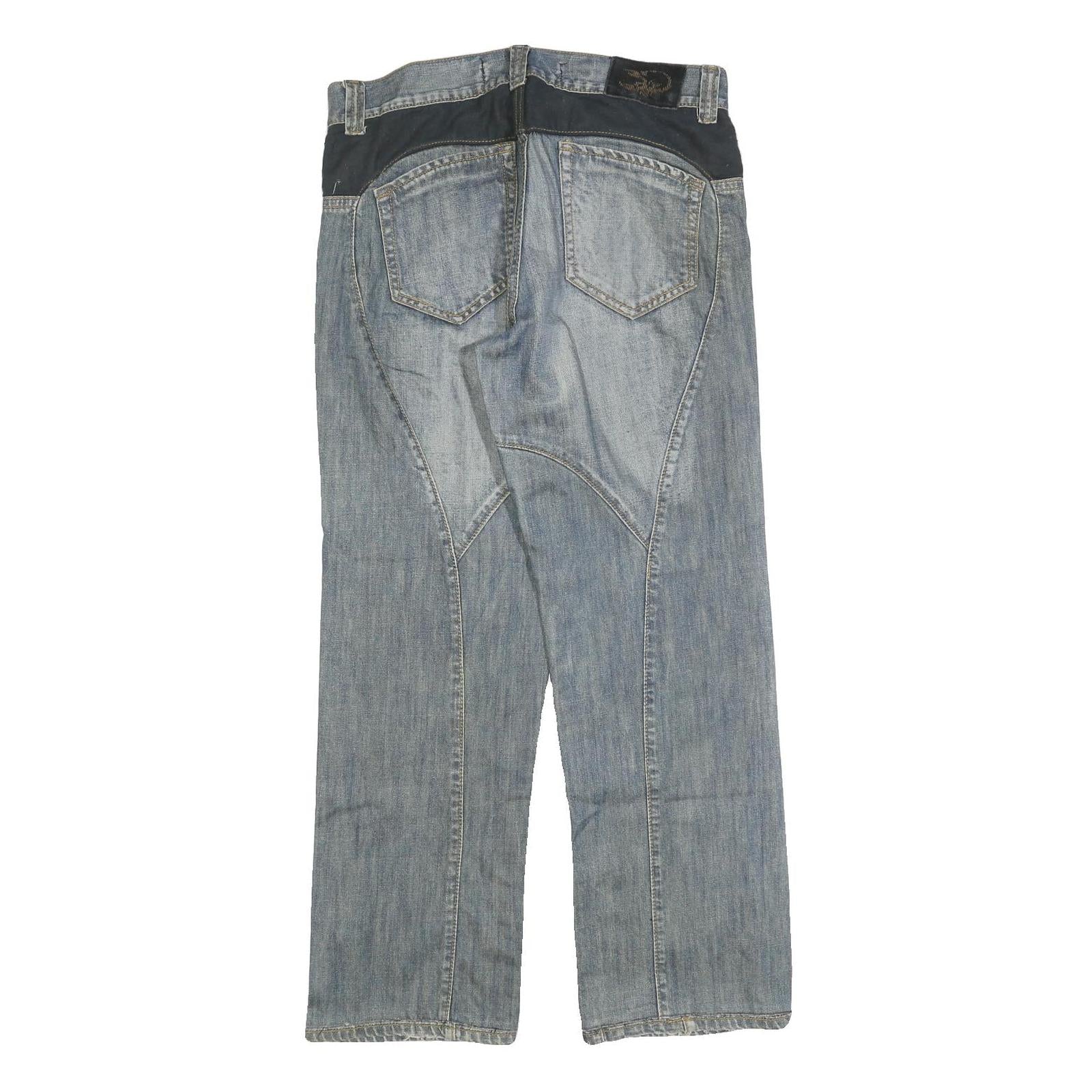 ALEX ROGAN Mens Jeans Light Blue Regular Straight Denim W34 L30 Casual Cotton